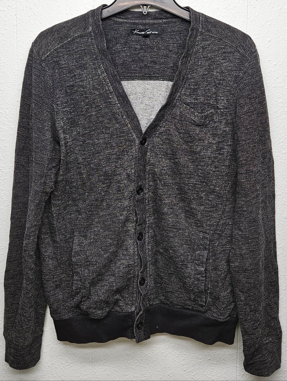 Kenneth Cole Knit Button-Up Cardigan Sweater Mens M Academia Casual Old Money